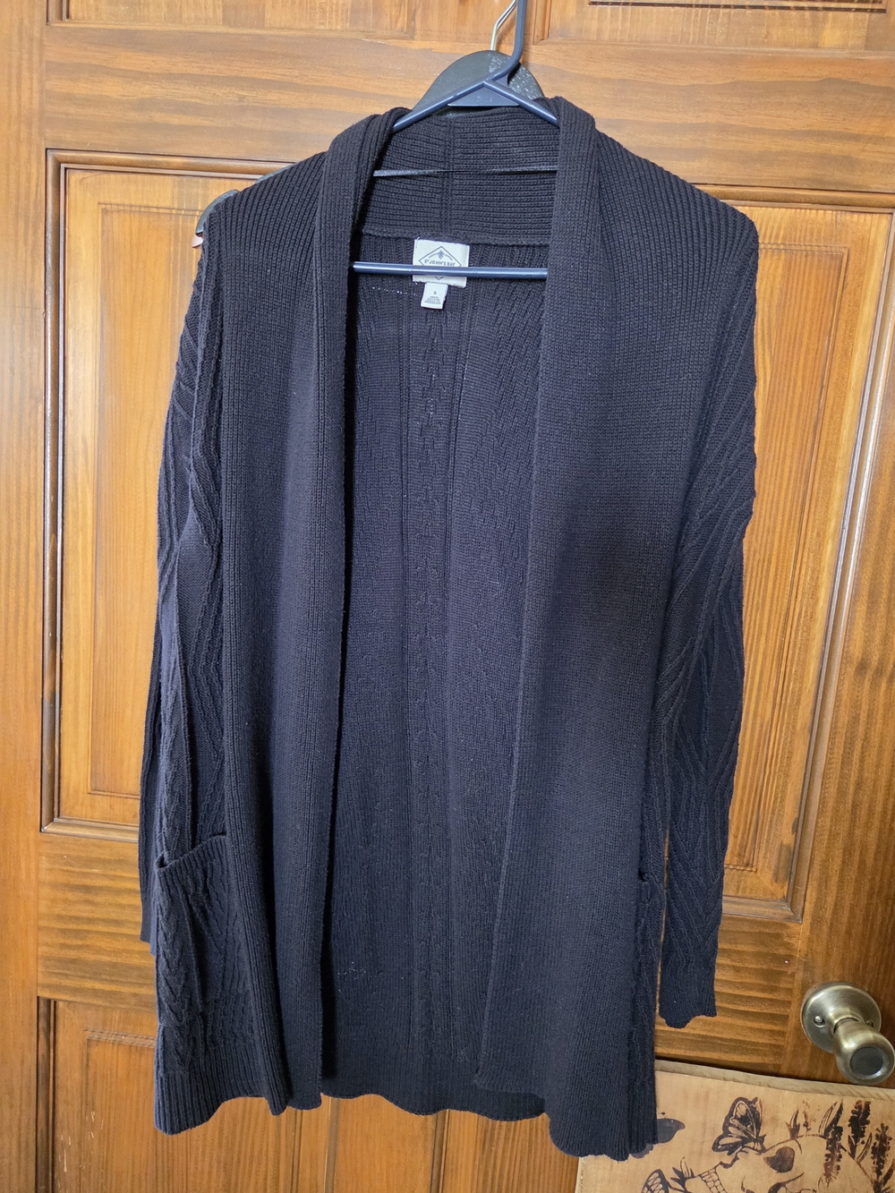 St. John's Bay Black Open-Front Knit Cardigan